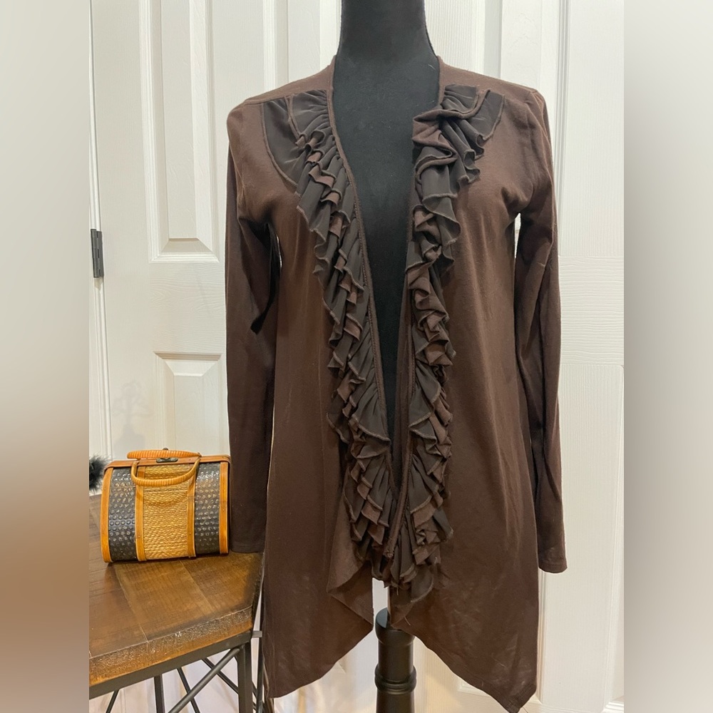 Vintage Suzie Triple Ruffle Open Cardigan